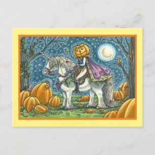 JACK O LANTERN PRINCE ON HIS MAGIC UNICORN POSTCARD