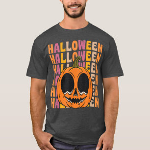 Jack O Lantern Pumpkin 70s 80s Retro Vintage Style T-Shirt