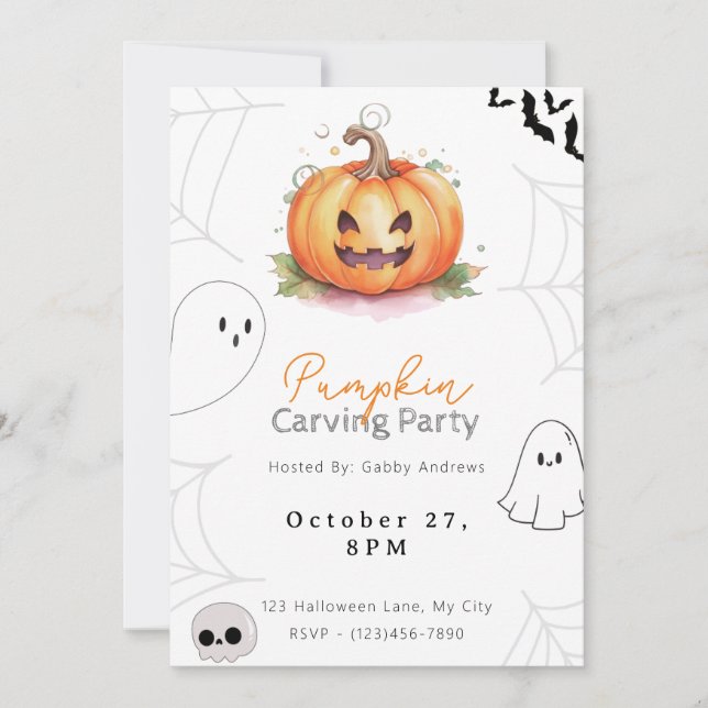 Jack-O' Lantern Pumpkin Carving Party Invitation (Front)