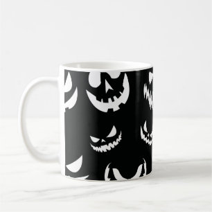 Jack O Lantern Pumpkin Face Black and White Coffee Mug