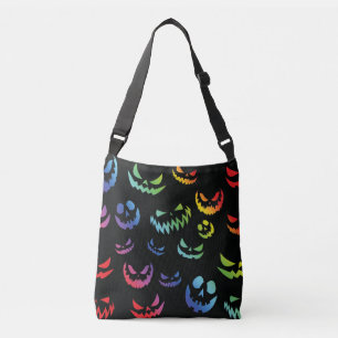 Jack O Lantern Pumpkin Face Black and White Crossbody Bag