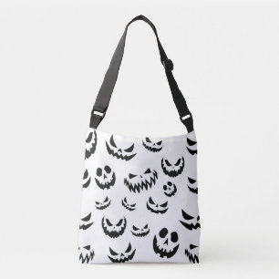 Jack O Lantern Pumpkin Face Black and White Crossbody Bag