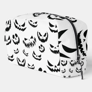 Jack O Lantern Pumpkin Face Black and White Dopp Kit
