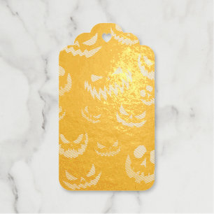 Jack O Lantern Pumpkin Face Black and White Gift Tags