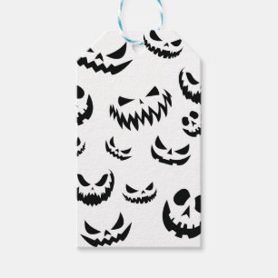 Jack O Lantern Pumpkin Face Black and White Gift Tags