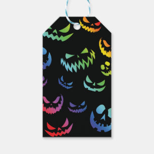 Jack O Lantern Pumpkin Face Black and White Gift Tags