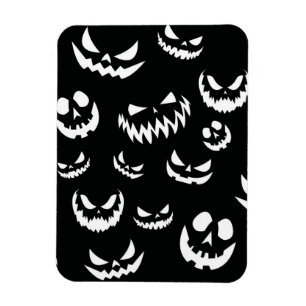 Jack O Lantern Pumpkin Face Black and White Magnet