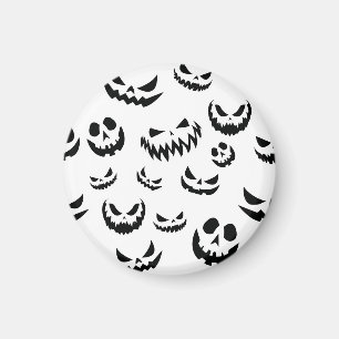 Jack O Lantern Pumpkin Face Black and White Magnet