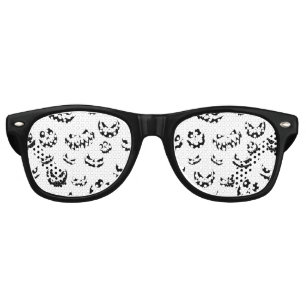 Jack O Lantern Pumpkin Face Black and White Retro Sunglasses