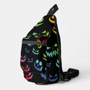Jack O Lantern Pumpkin Face Black and White Sling Bag
