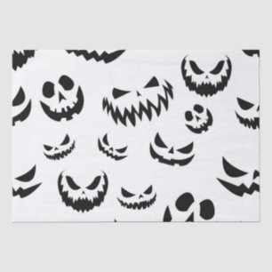 Jack O Lantern Pumpkin Face Black and White Tissue Paper