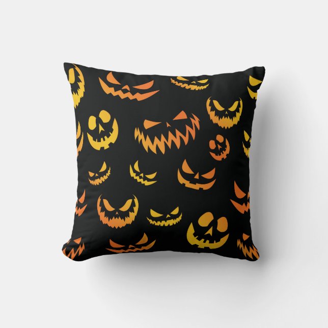 Jack O Lantern Pumpkin Face Cushion (Front)
