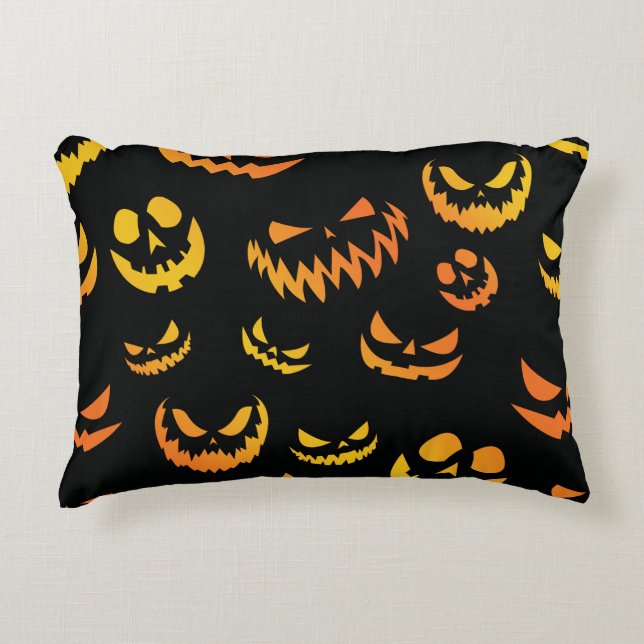 Jack O Lantern Pumpkin Face Decorative Cushion (Front)