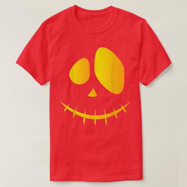 Jack o Lantern Pumpkin Face Easy Halloween Costume T-Shirt (Design Front)