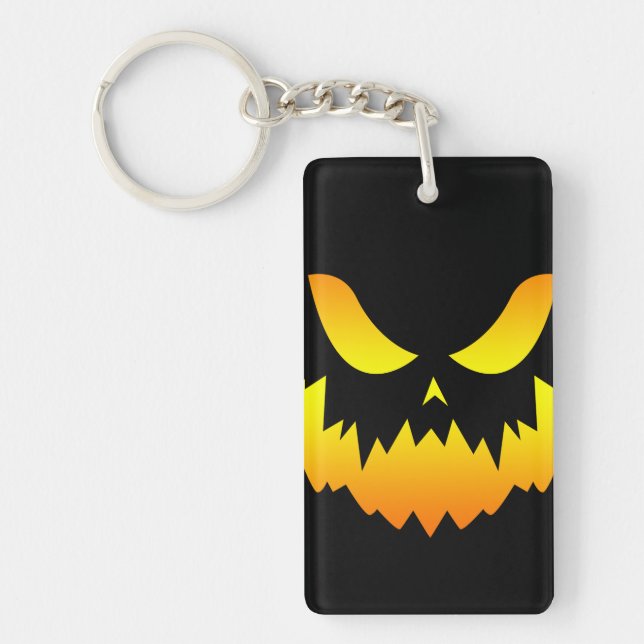 Jack O Lantern Pumpkin Face Gradient Key Ring (Front)
