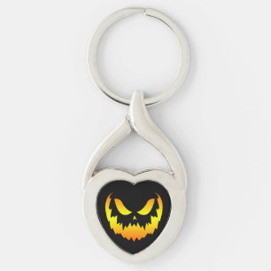 Jack O Lantern Pumpkin Face Gradient Key Ring