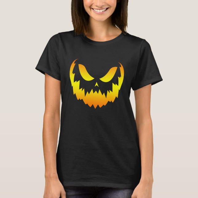 Jack O Lantern Pumpkin Face Gradient T-Shirt (Front)