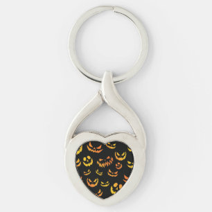 Jack O Lantern Pumpkin Face Key Ring