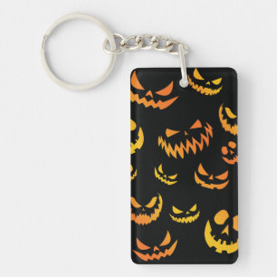 Jack O Lantern Pumpkin Face Key Ring