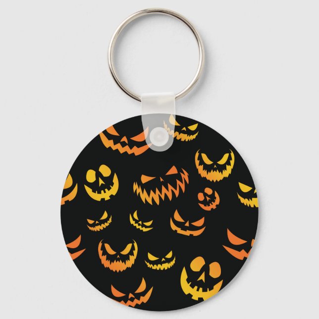 Jack O Lantern Pumpkin Face Key Ring (Front)