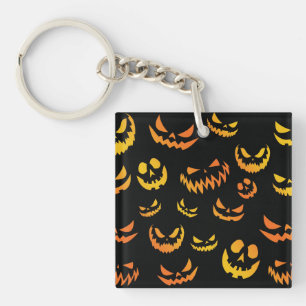 Jack O Lantern Pumpkin Face Key Ring