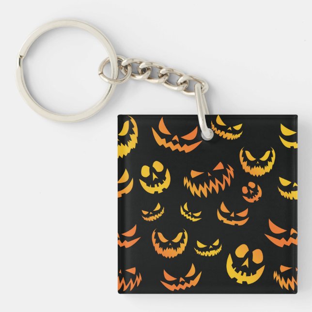 Jack O Lantern Pumpkin Face Key Ring (Front)