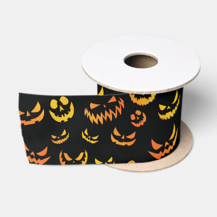 Jack O Lantern Pumpkin Face Satin Ribbon