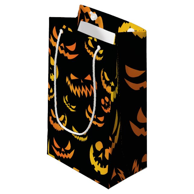 Jack O Lantern Pumpkin Face Small Gift Bag (Front Angled)
