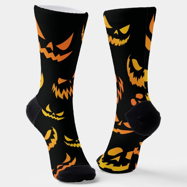 Jack O Lantern Pumpkin Face Socks (Angled)