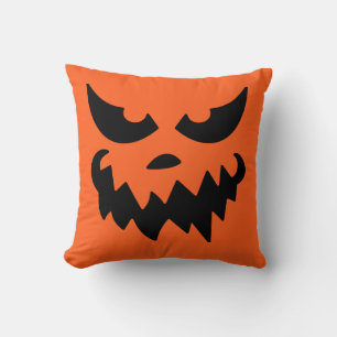 Jack O Lantern Pumpkin Face Throw Pillow