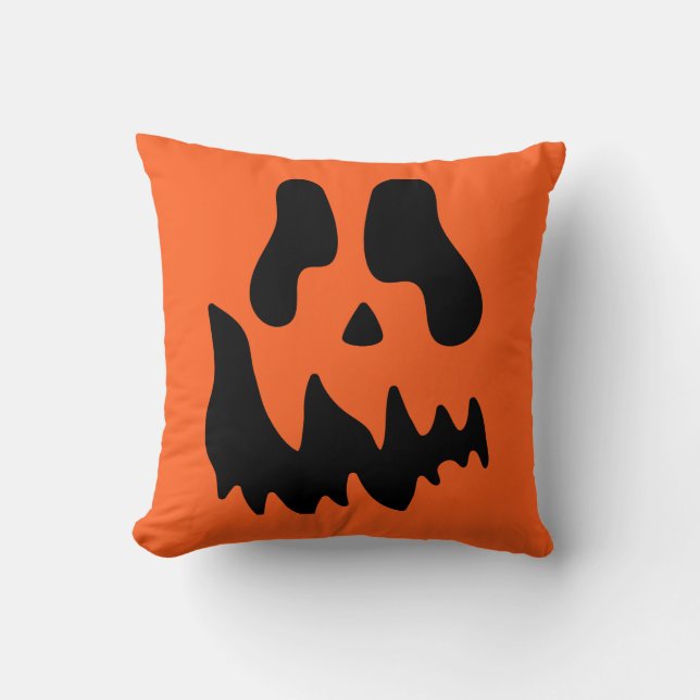 Jack O Lantern Pumpkin Face Throw Pillow (Front)