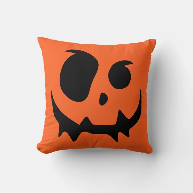 Jack O Lantern Pumpkin Face Throw Pillow (Front)