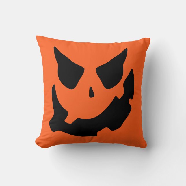 Jack O Lantern Pumpkin Face Throw Pillow (Front)