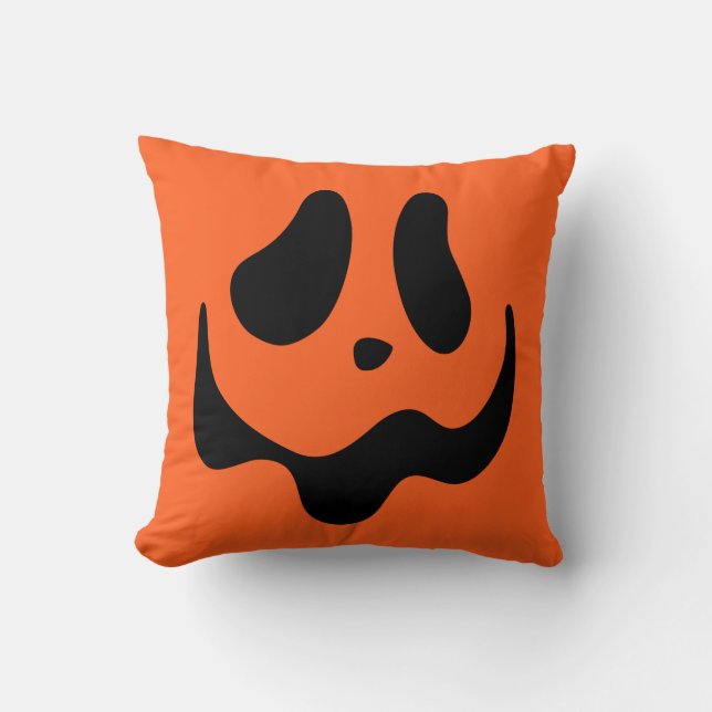 Jack O Lantern Pumpkin Face Throw Pillow (Front)