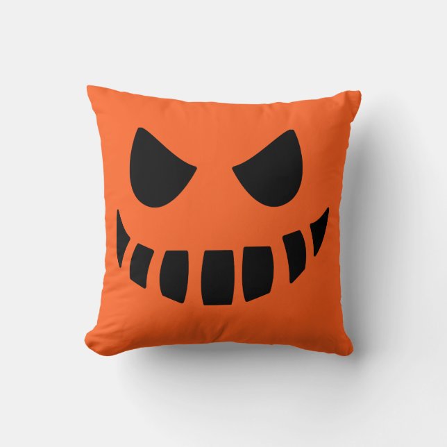 Jack O Lantern Pumpkin Face Throw Pillow (Front)
