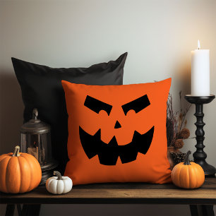 Jack O Lantern Pumpkin Face Throw Pillow