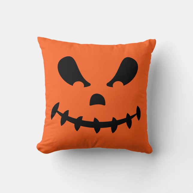 Jack O Lantern Pumpkin Face Throw Pillow (Front)