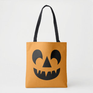 Jack O Lantern Pumpkin Face Tote Bag