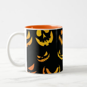 Jack O Lantern Pumpkin Face Two-Tone Coffee Mug