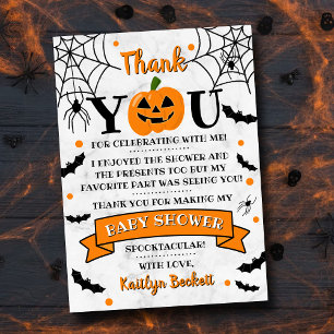 Jack-o'-lantern Pumpkin Halloween Baby Shower Thank You Card
