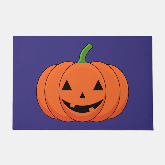 Jack-O'-Lantern Pumpkin Halloween Doormat (Front)
