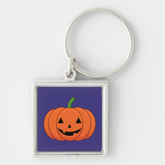 Jack-O'-Lantern Pumpkin Halloween Key Ring (Front)