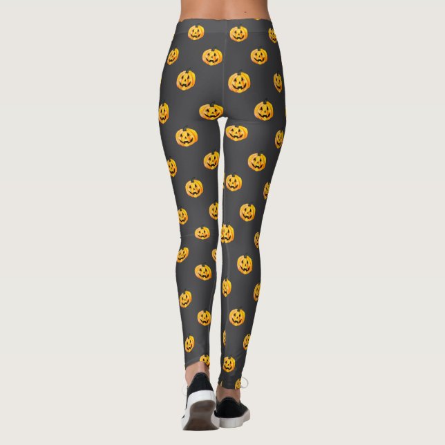 Jack O Lantern Pumpkin Halloween Leggings (Back)