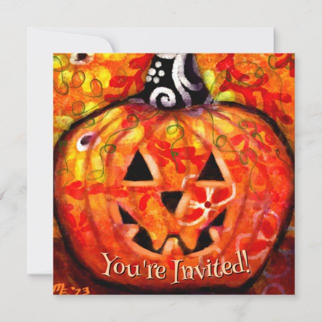 Jack O Lantern Pumpkin Halloween Party Invitation (Front)