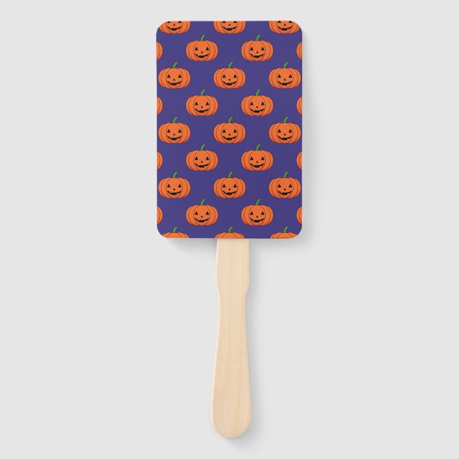 Jack-O'-Lantern Pumpkin Halloween Pattern Hand Fan (Front)