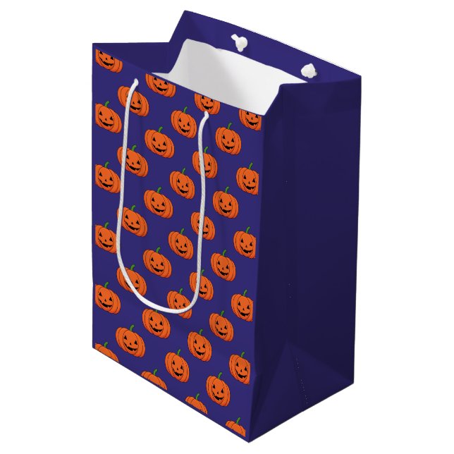 Jack-O'-Lantern Pumpkin Halloween Pattern Medium Gift Bag (Front Angled)