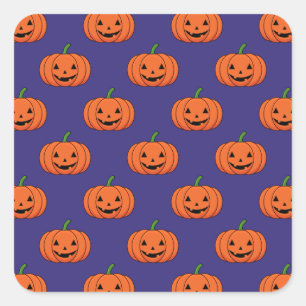 Jack-O'-Lantern Pumpkin Halloween Pattern Square Sticker