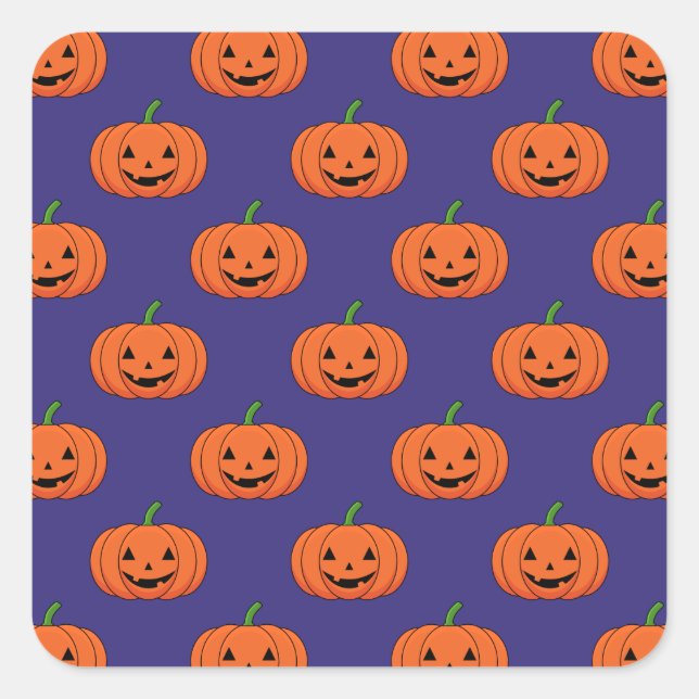 Jack-O'-Lantern Pumpkin Halloween Pattern Square Sticker (Front)