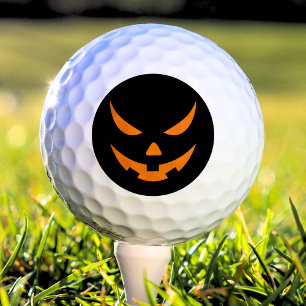 Jack O Lantern Pumpkin Orange & Black Halloween Golf Balls