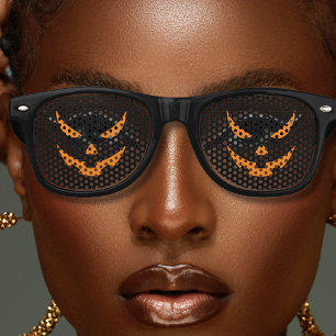 Jack O Lantern Pumpkin Orange & Black Halloween Retro Sunglasses